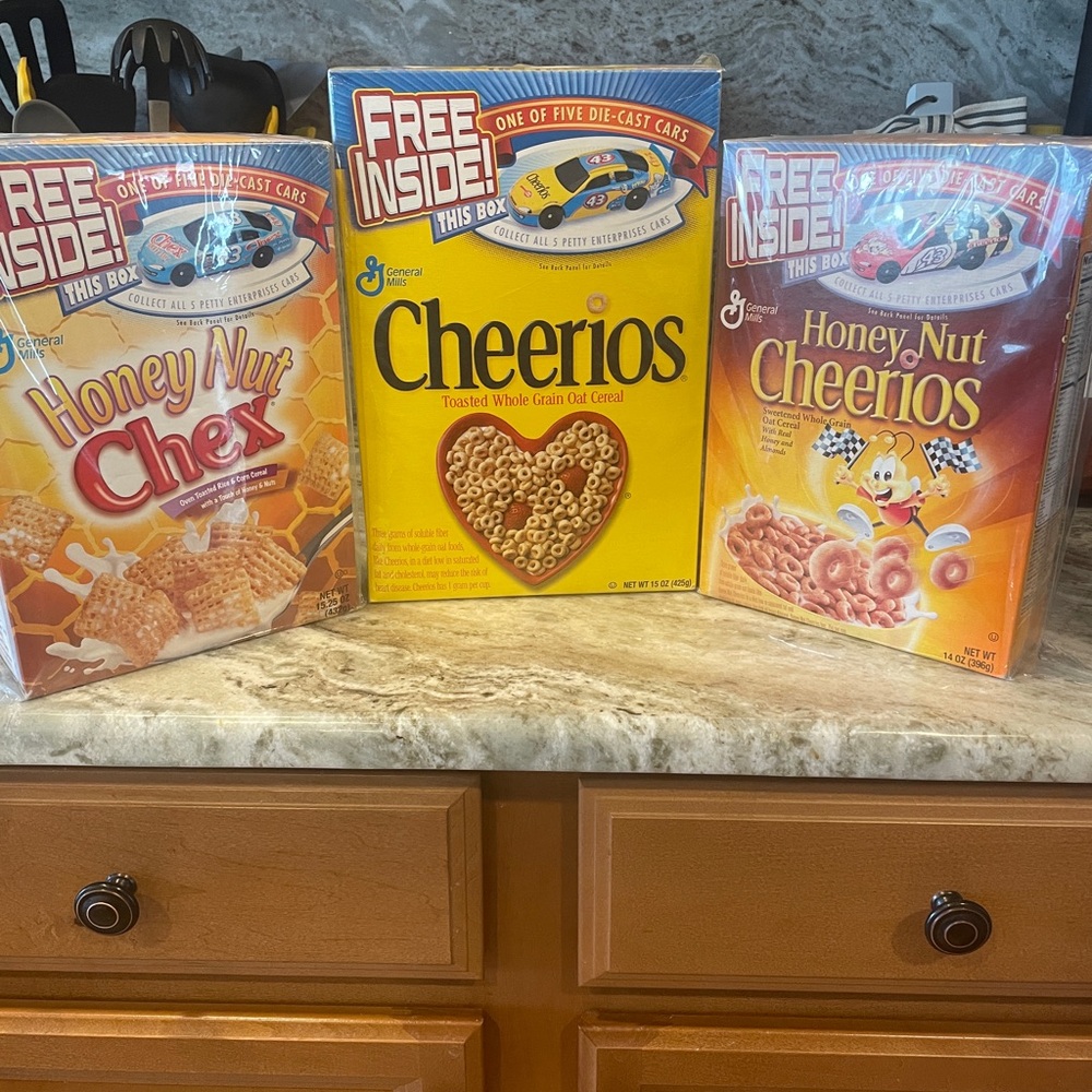 Vintage 3 Cereal Box,s  full, sealed,NASCAR Free Die Cast Car, inside 2003